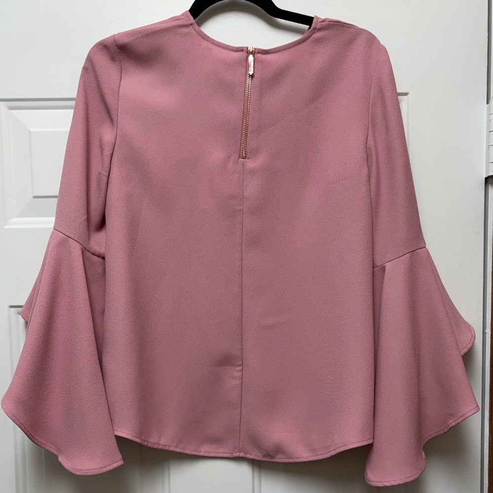 Ted Baker Pink Flounce Sleeve Blouse size 4 - Picture 3 of 9